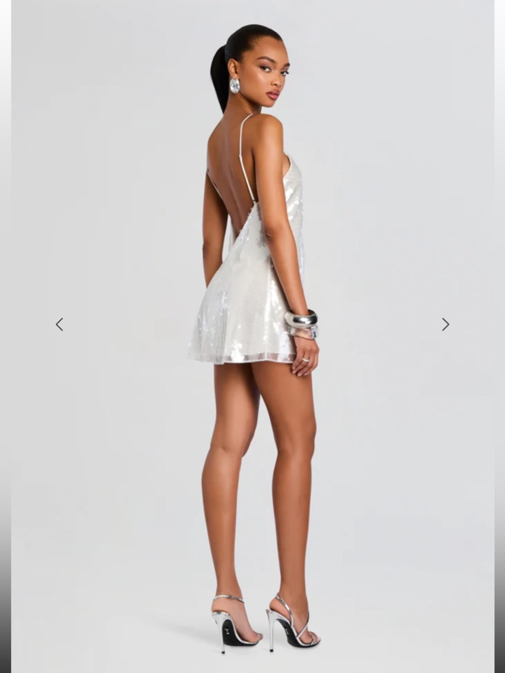Retrofete White Sequin Mini Slip Dress - Picture 3 of 13